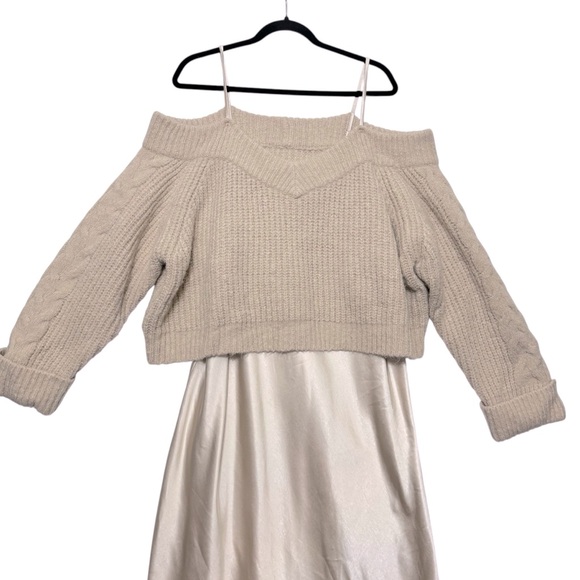 Anthropologie Elegant Cream Off-Shoulder Dress - Picture 7 of 13